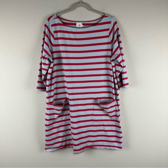 The Nines Hatch Red Blue Striped T-Shirt Pocket Maternity Dress Size XL - Picture 1 of 7